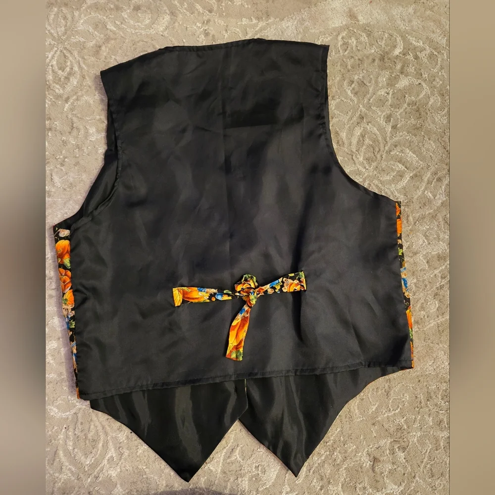 Vintage Basic Editions Halloween Teddy Bear Pumpkin Print Vest